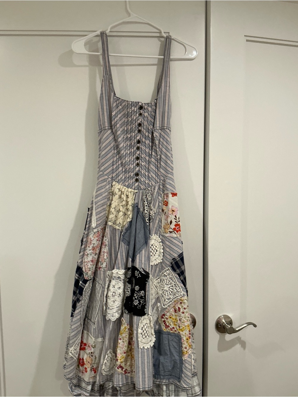 Pilcro Patchwork Midi Dress in Gray with Floral Accents - Picture 6 of 8